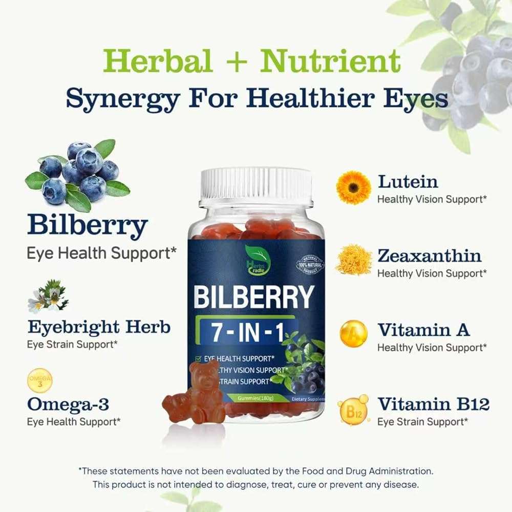Herbscradle Bilberry Extract Gummies for Eye Health Support, 7-in-1 Herbal Supplement for Vision & Eyes Strain w/Eyebright Herb Lutein & Zeaxanthin, Alternative to Bilberry Powder Capsules. 60Count - Image 4