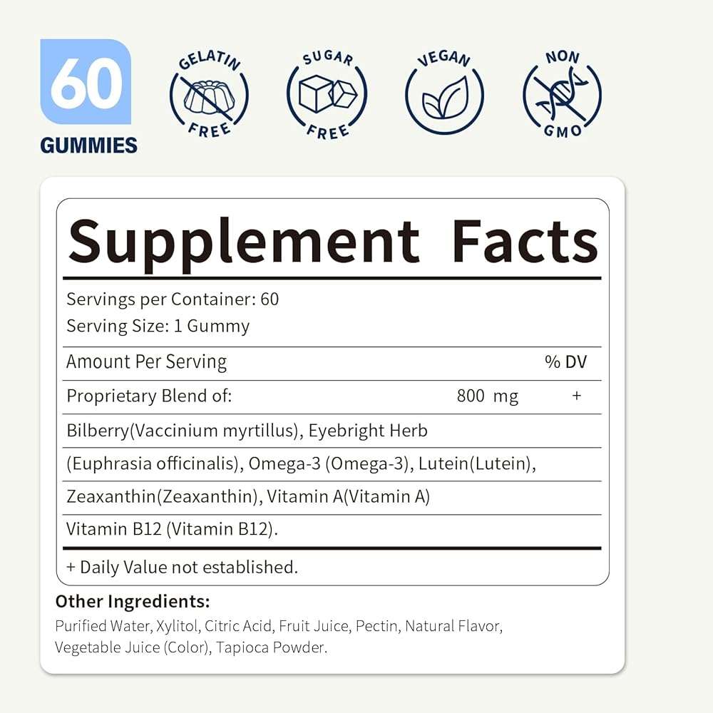 Herbscradle Bilberry Extract Gummies for Eye Health Support, 7-in-1 Herbal Supplement for Vision & Eyes Strain w/Eyebright Herb Lutein & Zeaxanthin, Alternative to Bilberry Powder Capsules. 60Count - Image 7