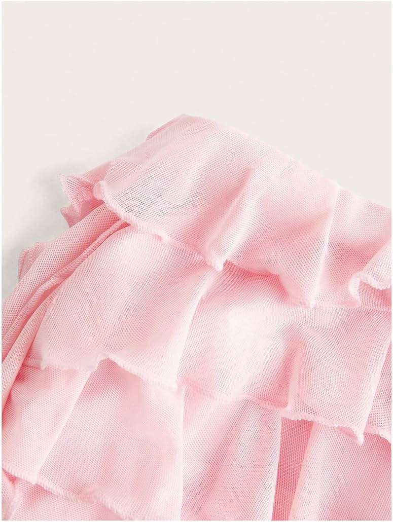 Verdusa Women's Y2K Layered Ruffle Elastic Waist A Line Asymmetrical Mini Skirt Coquette Outfits - Image 4
