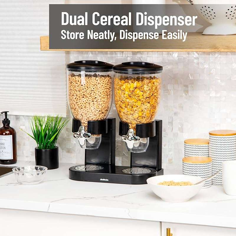 Mind Reader Double Dry Food Dispenser, 2 x 3.5L Countertop Containers for Cereal, Granola, Candy, Rice, and Coffee Beans - Image 3