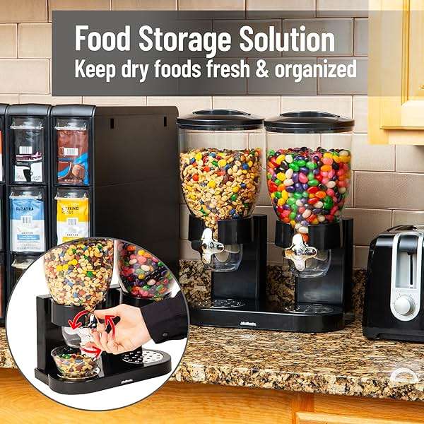 Mind Reader Double Dry Food Dispenser, 2 x 3.5L Countertop Containers for Cereal, Granola, Candy, Rice, and Coffee Beans - Image 6