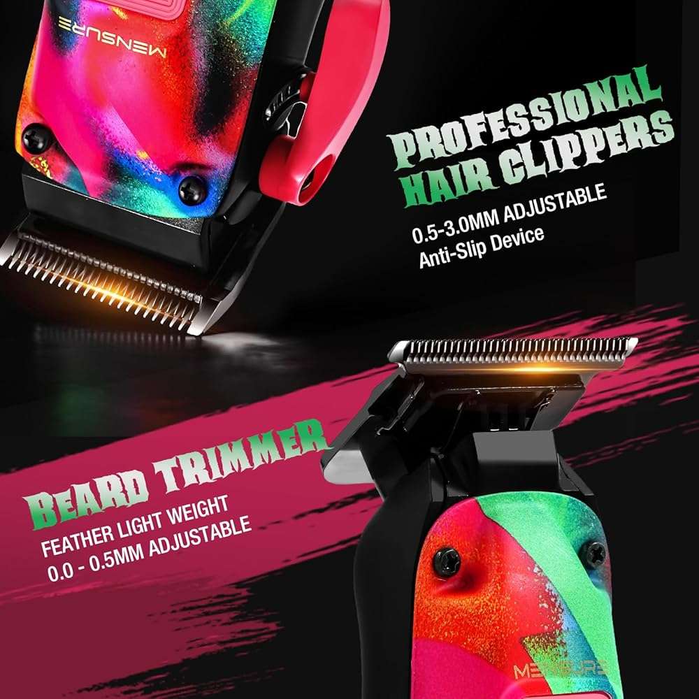 Mensure Professional Hair Clippers for Men, 7500RPM Metal Barber Clippers with Graffiti Design, Zero-Gapped Adjustable Blade, Cordless Clippers Kit with Color Guide Combs & Storage Bag - Image 4
