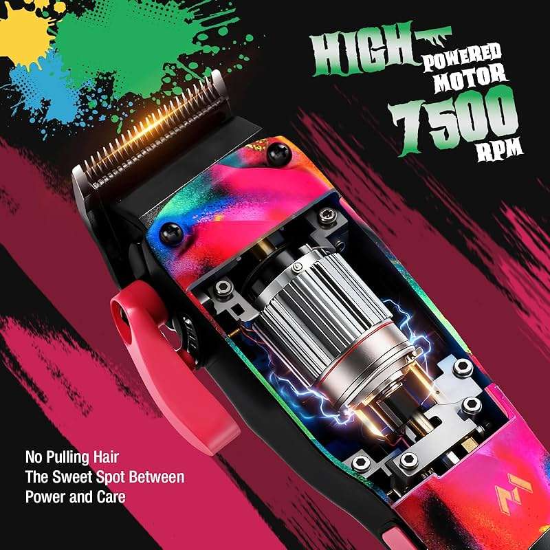 Mensure Professional Hair Clippers for Men, 7500RPM Metal Barber Clippers with Graffiti Design, Zero-Gapped Adjustable Blade, Cordless Clippers Kit with Color Guide Combs & Storage Bag - Image 5