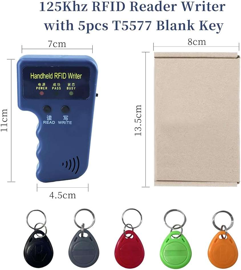 Tqsbeyah RFID Reader Writer Handheld 125KHz RFID Writer Duplicator Smart ID Card Copier Used for HID1326/1346, AWID, T5577 or EM4305(Only Supports 125Khz) - Image 2