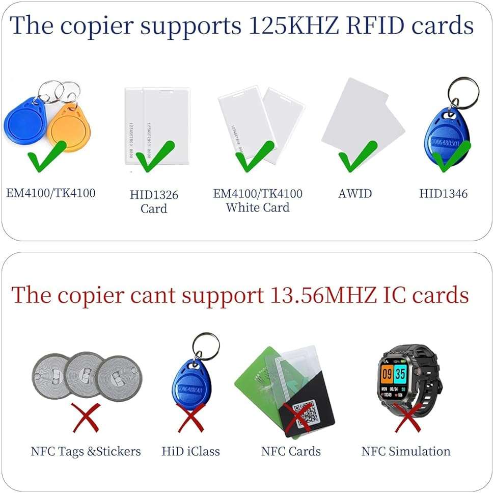 Tqsbeyah RFID Reader Writer Handheld 125KHz RFID Writer Duplicator Smart ID Card Copier Used for HID1326/1346, AWID, T5577 or EM4305(Only Supports 125Khz) - Image 5