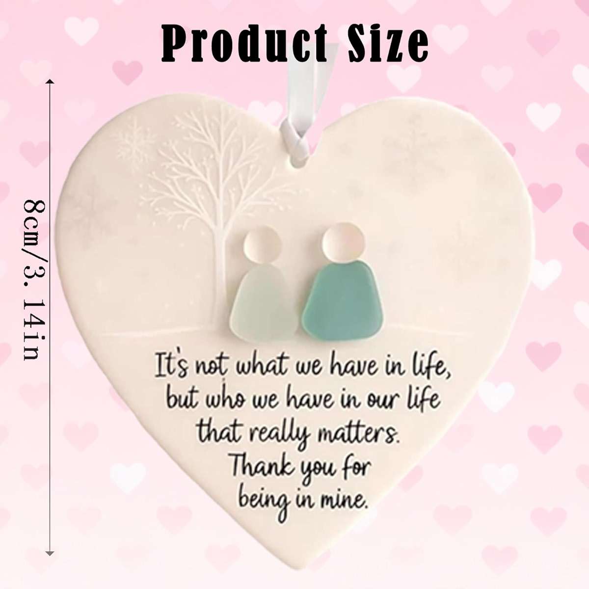 Heart Shaped Sea Glass Friendship Decor - Eternal Friendship Keepsake - Christmas Tree Ornaments & Hanging Pendants, Best Friend Sea Glass Art (6pcs) - Image 3