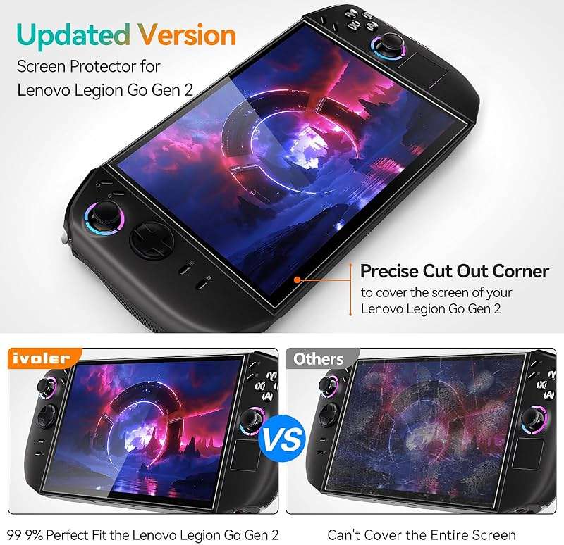 ivoler 2 Pack Screen Protector for Lenovo Legion Go Gen 2 8.8'' Handheld 2025 with Alignment Frame, Tempered Glass, 8.8 inch Full Coverage, Transparent Ultra HD, Anti-Scratch, Anti-Fingerprint - Image 3