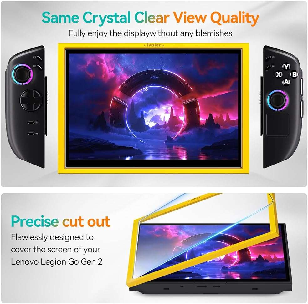 ivoler 2 Pack Screen Protector for Lenovo Legion Go Gen 2 8.8'' Handheld 2025 with Alignment Frame, Tempered Glass, 8.8 inch Full Coverage, Transparent Ultra HD, Anti-Scratch, Anti-Fingerprint - Image 5