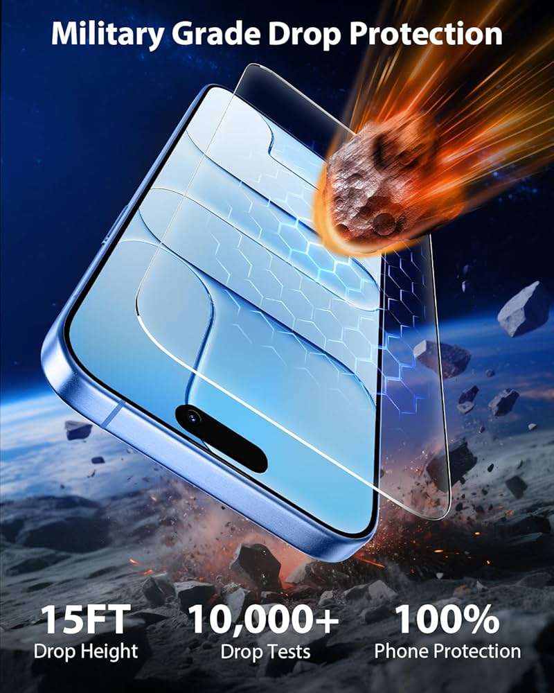 Mkeke Screen Protector for iPhone Air, 3 Pack Tempered Glass [9H Hardness] [Military-Grade Drop Protection] [Sensitive Touch] [Easy Installation Frame] [Bubble Free] [HD Clear] for 17 Air 6.5 inch - Image 3