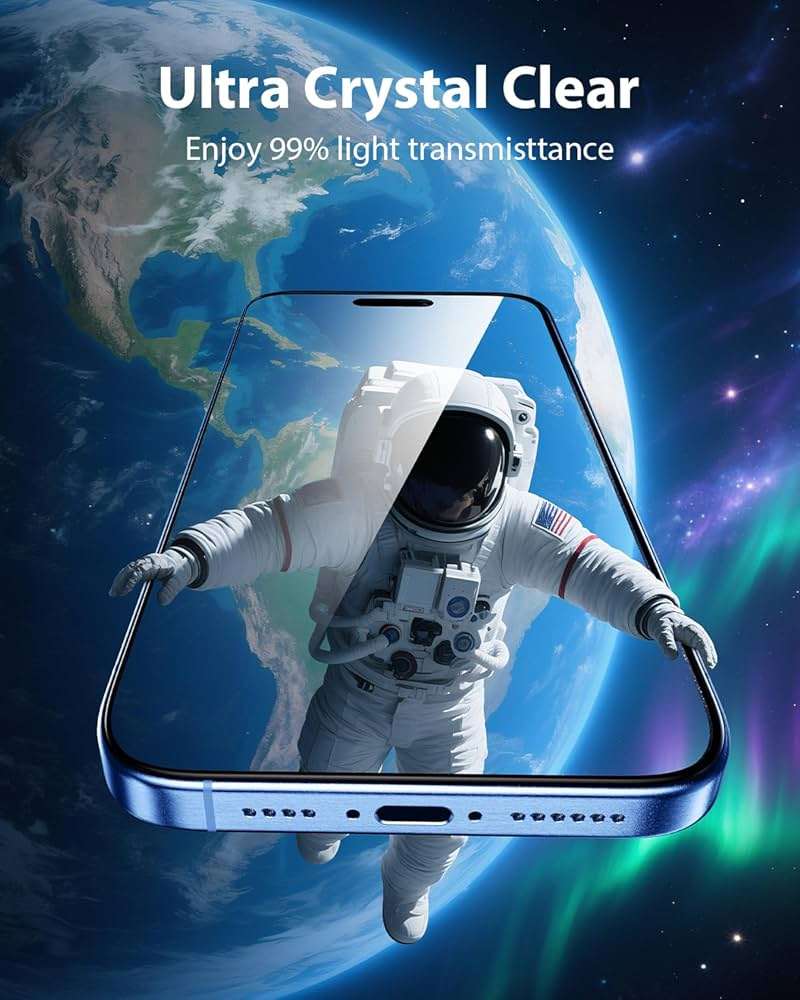 Mkeke Screen Protector for iPhone Air, 3 Pack Tempered Glass [9H Hardness] [Military-Grade Drop Protection] [Sensitive Touch] [Easy Installation Frame] [Bubble Free] [HD Clear] for 17 Air 6.5 inch - Image 7