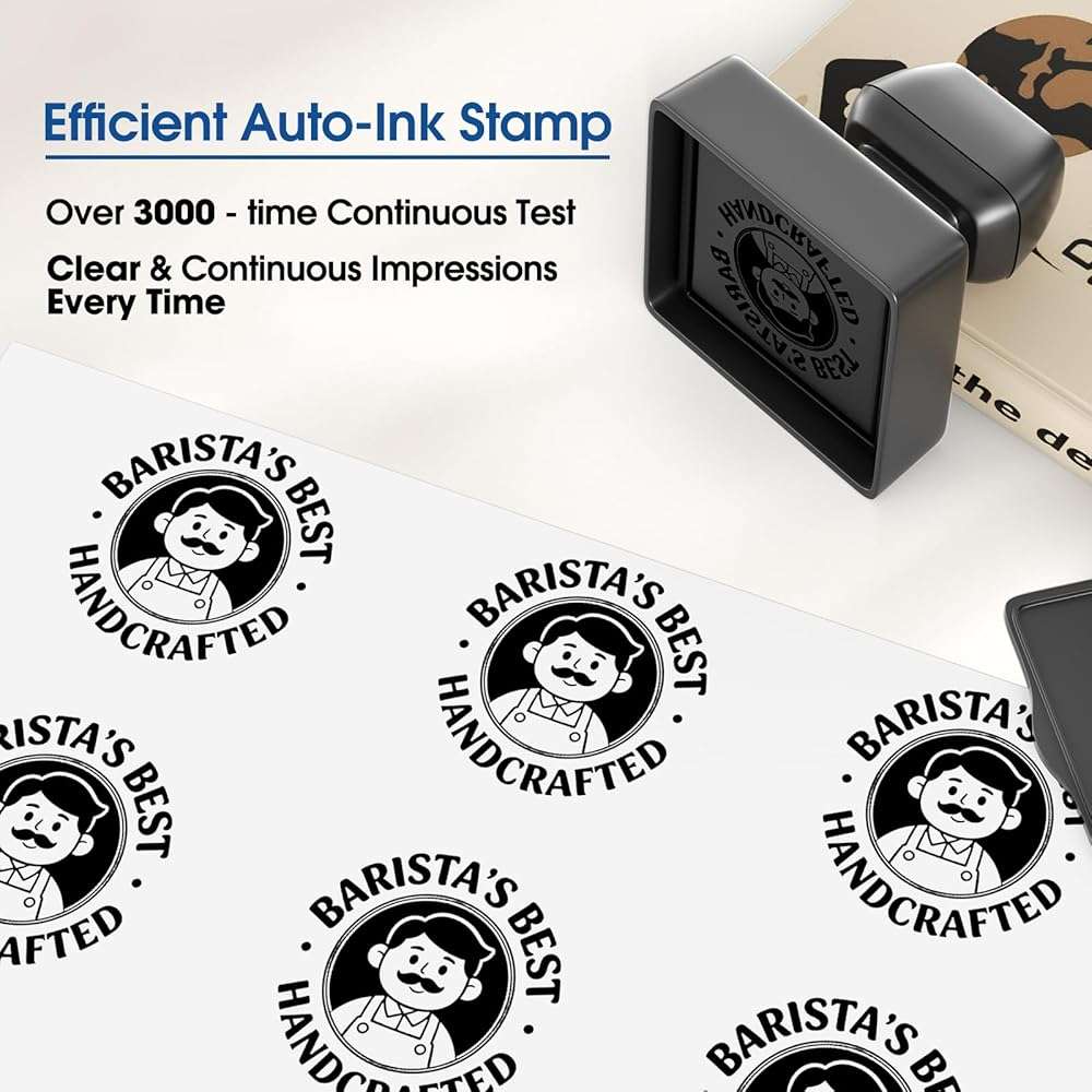 TechMark Custom Logo Stamp Self Inking (1.77"x1.77", 10+ Designs) Personalized Image Stamps for Business Logo Text, Clear, Consistent Impressions & Effortless Stamping - Image 4