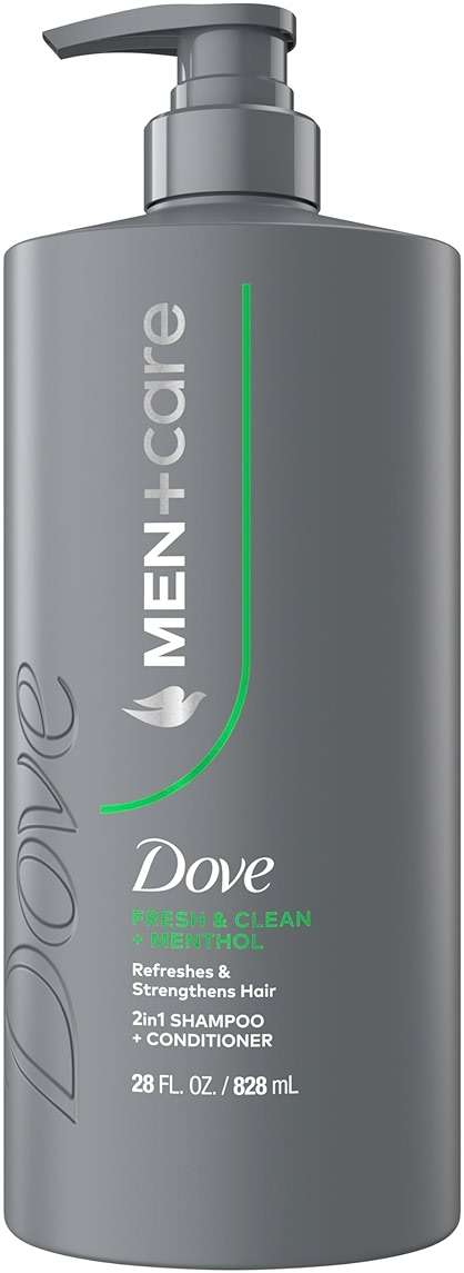 DOVE MEN + CARE Shampoo 1 count Fresh + Clean for Hair Refreshing & Strengthening, with Menthol, 28 fl oz - Image 1