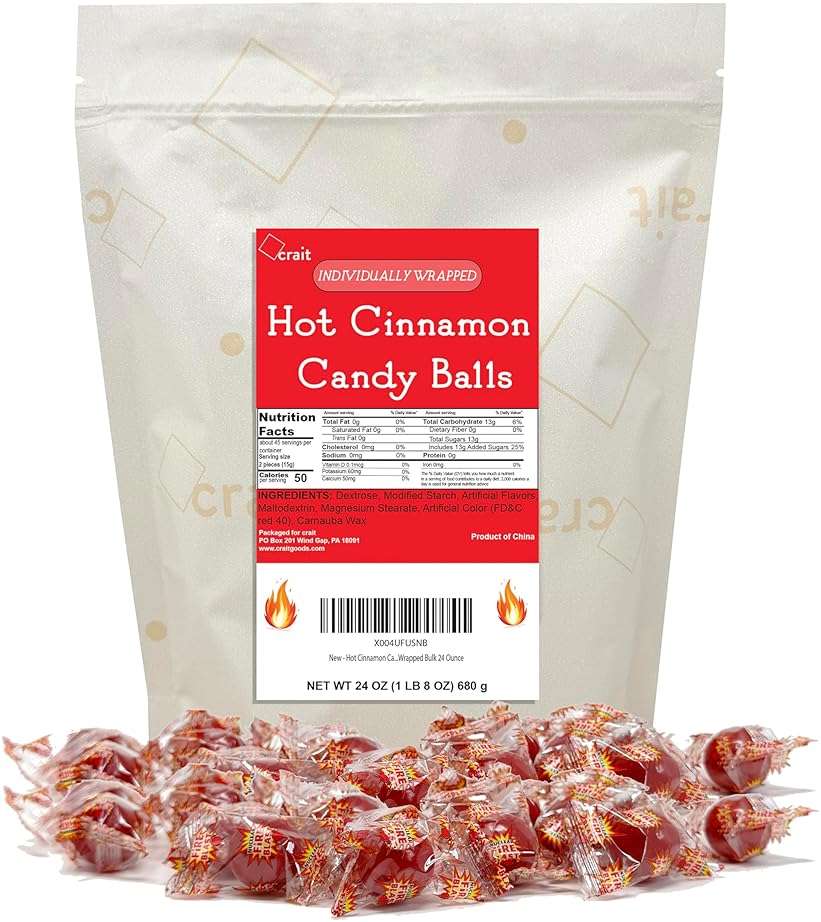 Hot Cinnamon Candy, Spicy Cinnamon Hard Candy Individually Wrapped, Bulk 24 Ounce - Image 1