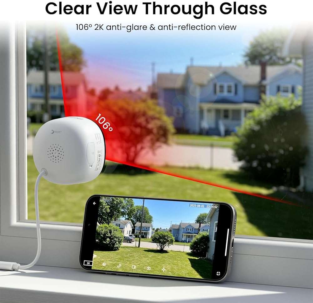 INFIYA 2K No Drill Window Camera-2 Pack 2.4Ghz & 5Ghz WiFi Dome Cameras for Home Security for Indoor & Outdoor Monitoring, Color Night Vision, Human Detection, 24/7 Recording, Ideal for Apartment, K1 - Image 3