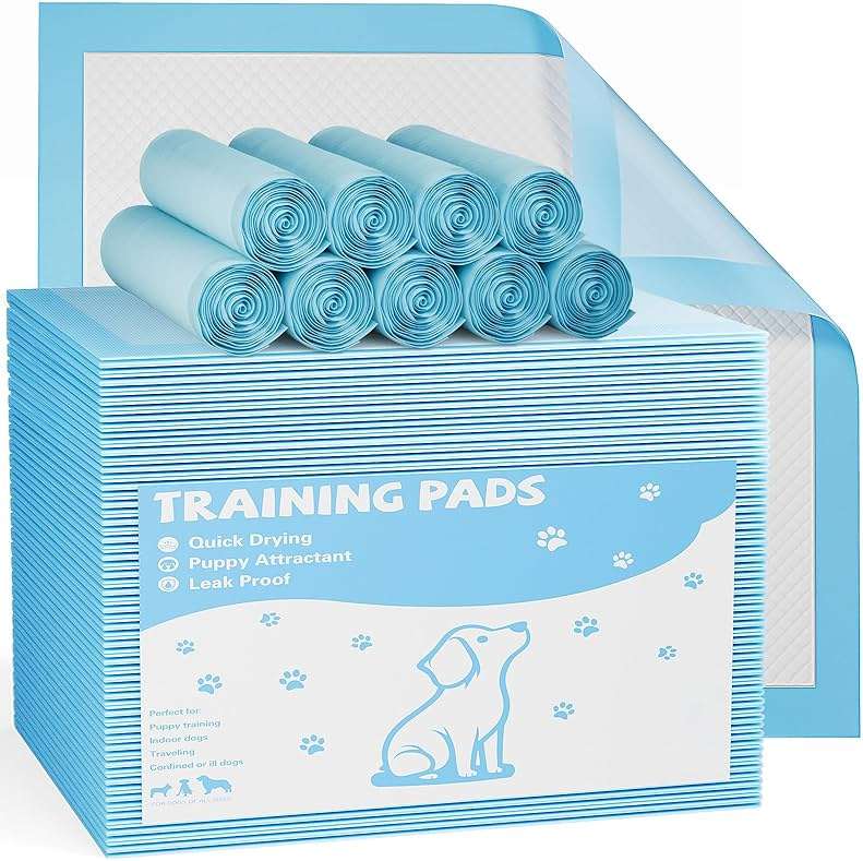 Sweetcrispy 100 Count Dog Puppy Training Pee Pads - Absorbency Disposable Underpads, 6-Layer Leakprood and Quick Drying, Regular Size 22''x 22'' for Potty Training, Incontinence Pads - Image 1