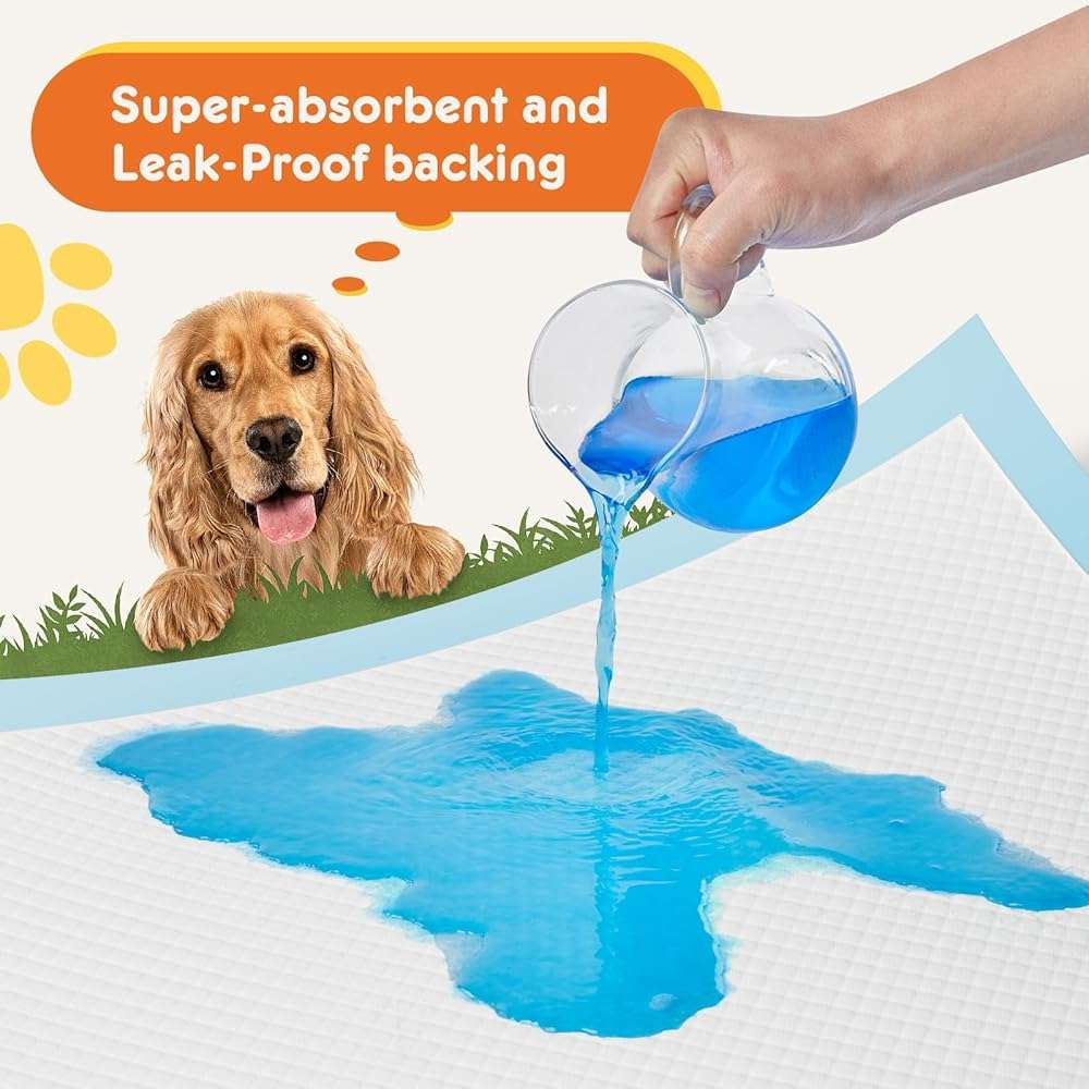 Sweetcrispy 100 Count Dog Puppy Training Pee Pads - Absorbency Disposable Underpads, 6-Layer Leakprood and Quick Drying, Regular Size 22''x 22'' for Potty Training, Incontinence Pads - Image 4