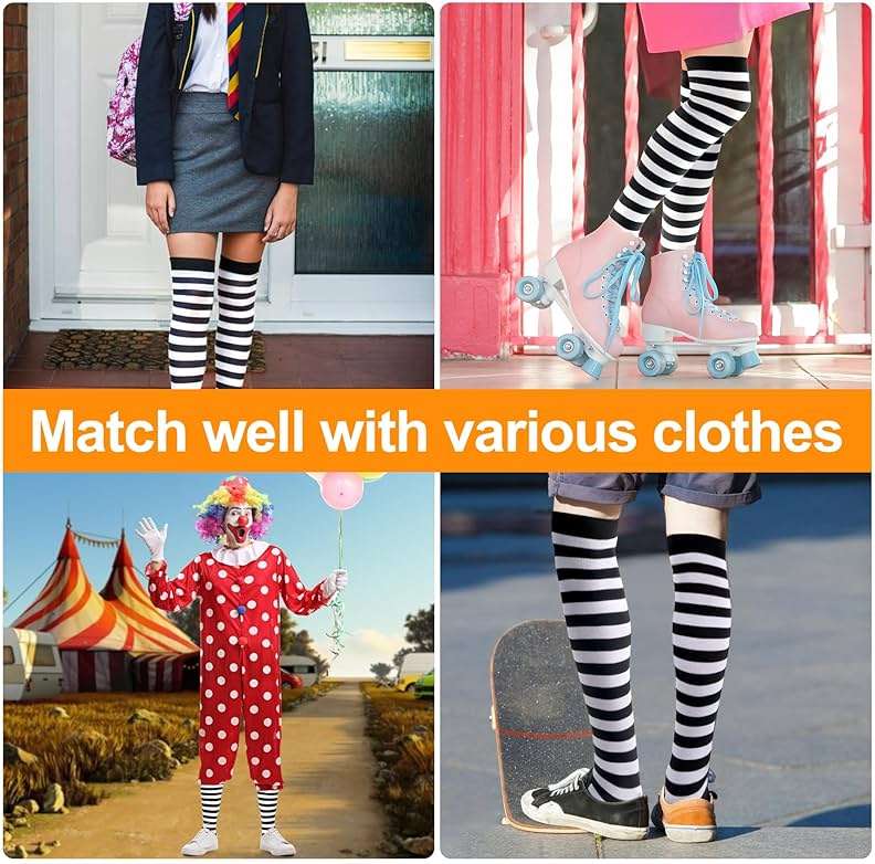 Landisun Thigh High Socks Leg Warmers Boot Stockings Witch Halloween Costumes - Image 6