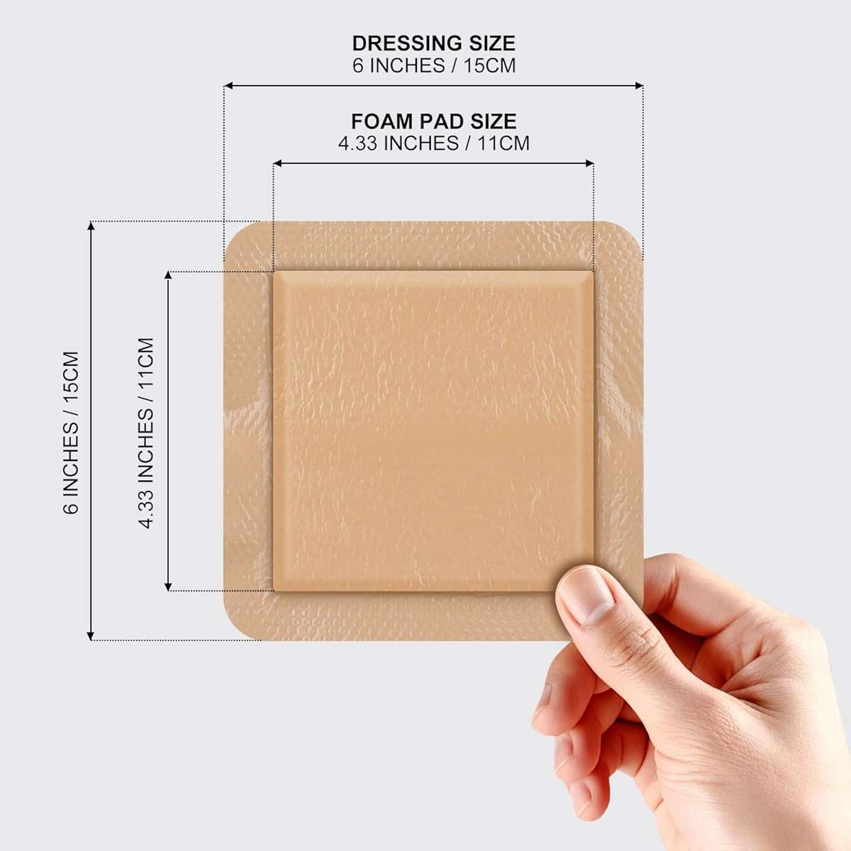 Silicone Foam Dressing 6x6 Gentle Border, Super Absorbent Wound Dressing, Bed Sore Patches, Waterproof Silicone Bandages for Wounds Care, Self Adhesive Pressure Sore Pads (10) - Image 7