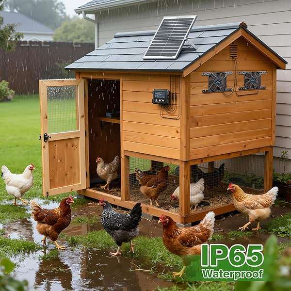 Solar-Powered Chicken Coop Exhaust Fan with Battery & Smart Sensing – 25W Solar Panel, 2 * 4.7" Fans, 3 Modes, IP65 Waterproof | Ideal for Chicken Coop, Dog House, Greenhouse, Outside - Image 8