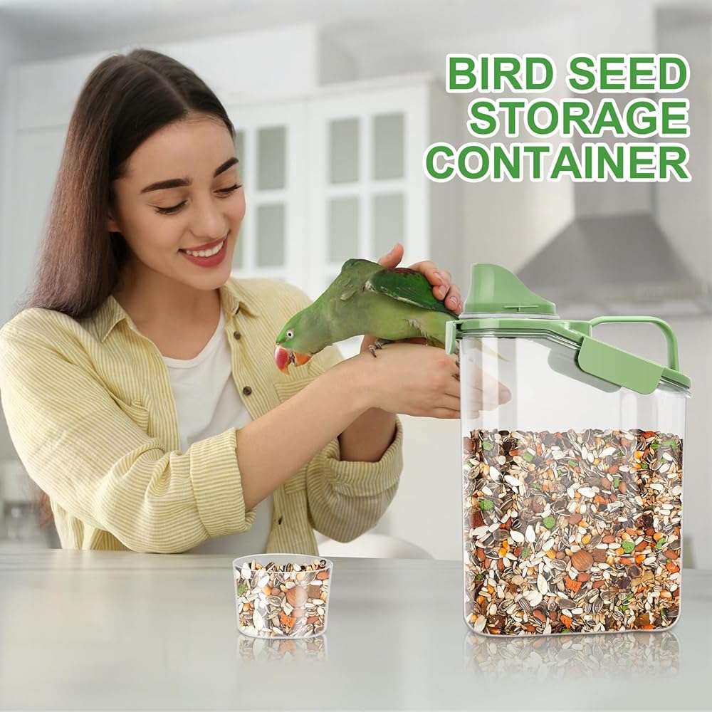 TBMax Rice Container Cereal Storage Container 2 Pack, Kitchen Pantry Dry Food Storage Holder with Easy-Pouring Spout & Handy Cup, Small Pet Dog Cat Food Dispenser for Daily Feeding - Image 2
