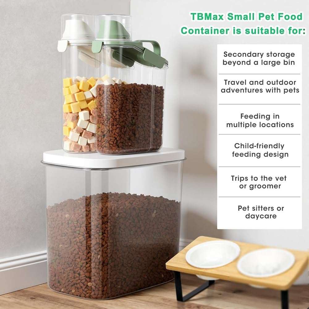 TBMax Rice Container Cereal Storage Container 2 Pack, Kitchen Pantry Dry Food Storage Holder with Easy-Pouring Spout & Handy Cup, Small Pet Dog Cat Food Dispenser for Daily Feeding - Image 6