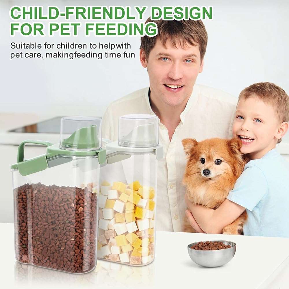 TBMax Rice Container Cereal Storage Container 2 Pack, Kitchen Pantry Dry Food Storage Holder with Easy-Pouring Spout & Handy Cup, Small Pet Dog Cat Food Dispenser for Daily Feeding - Image 7