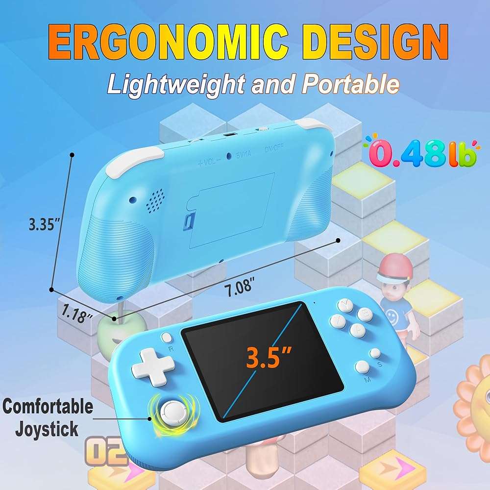 Beijue Handheld Game Console for Kids with 3.5'' IPS Screen 139 Video Games | Portable Rechargeable 32Bit Gaming Player, Eye-Care IPS Display, USB-C 6H Play, Travel Toy for Car Flights,Boys Girls Gift - Image 2