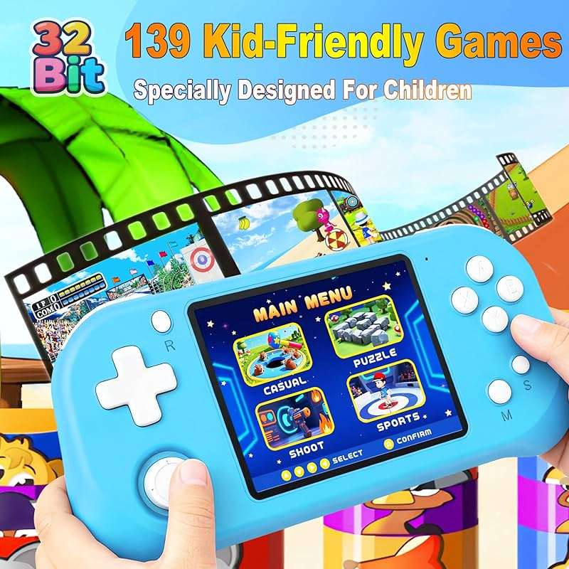 Beijue Handheld Game Console for Kids with 3.5'' IPS Screen 139 Video Games | Portable Rechargeable 32Bit Gaming Player, Eye-Care IPS Display, USB-C 6H Play, Travel Toy for Car Flights,Boys Girls Gift - Image 3