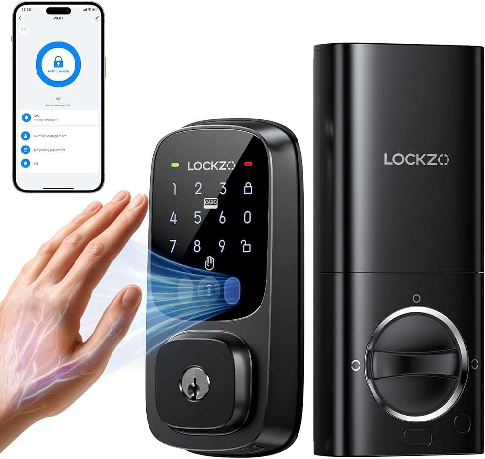 Smart Lock with Palm Vein, Keyless Entry Door Lock for Front Door, WiFi Electronic Door Lock with Keypad Deadbolt, Auto Lock, Voice Control, Compatible with Alexa & Google Assistant - Image 1