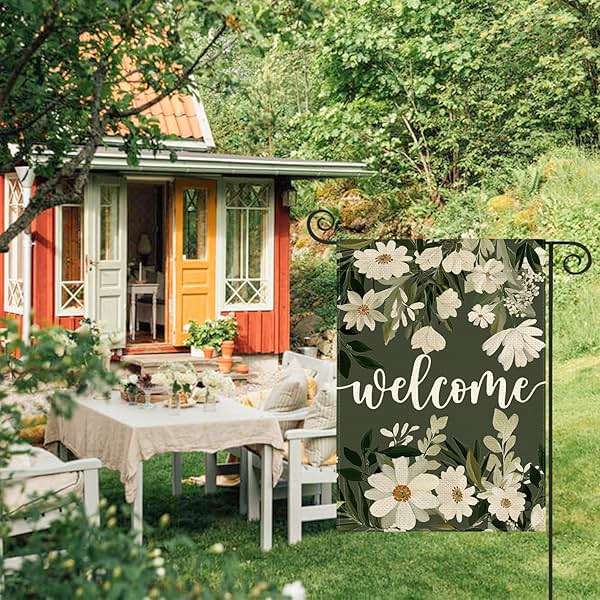 AVOIN colorlife Daisy Spring Flowers Garden Flag 12x18 Inch Double Sided Outside, Seasonal Floral Welcome Yard Outdoor Flag - Image 2