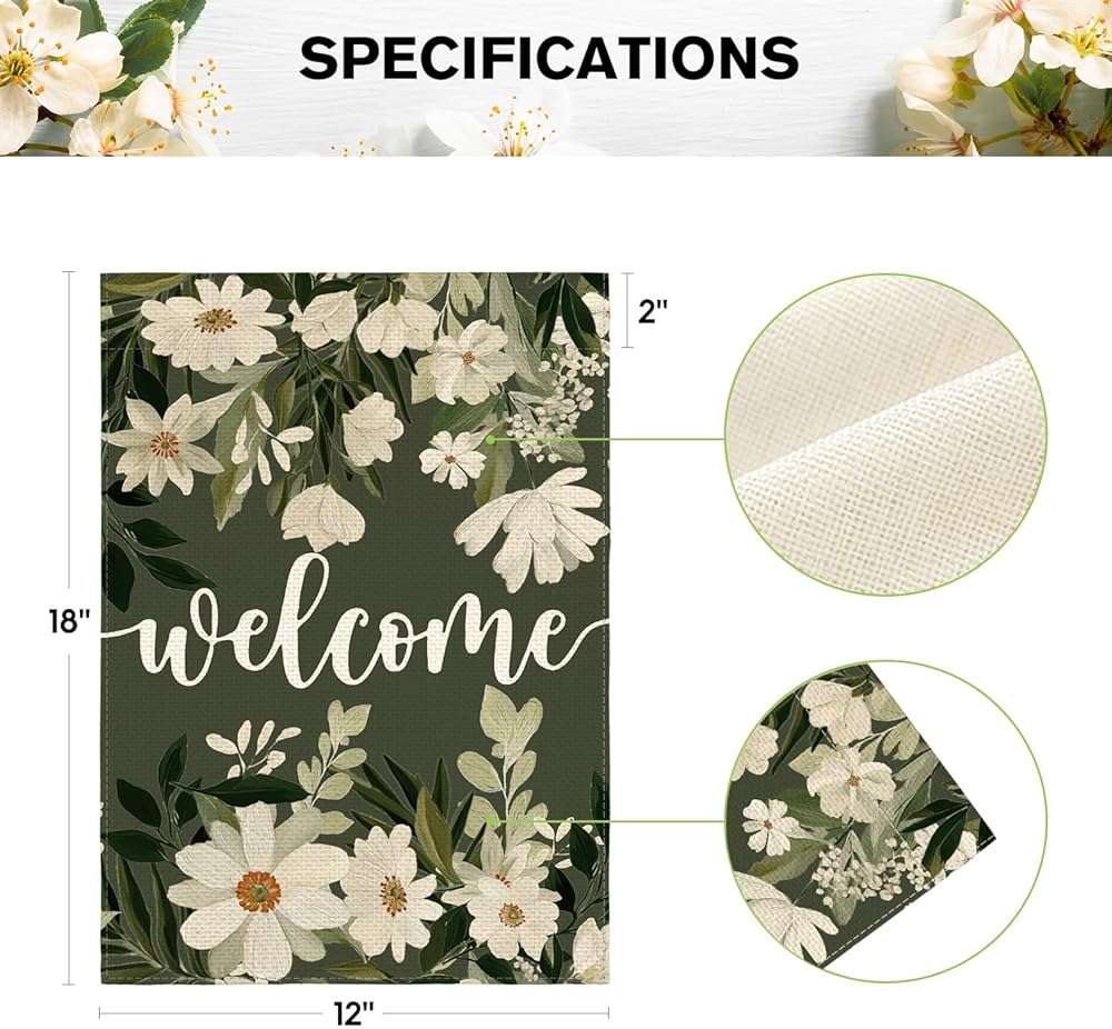 AVOIN colorlife Daisy Spring Flowers Garden Flag 12x18 Inch Double Sided Outside, Seasonal Floral Welcome Yard Outdoor Flag - Image 3