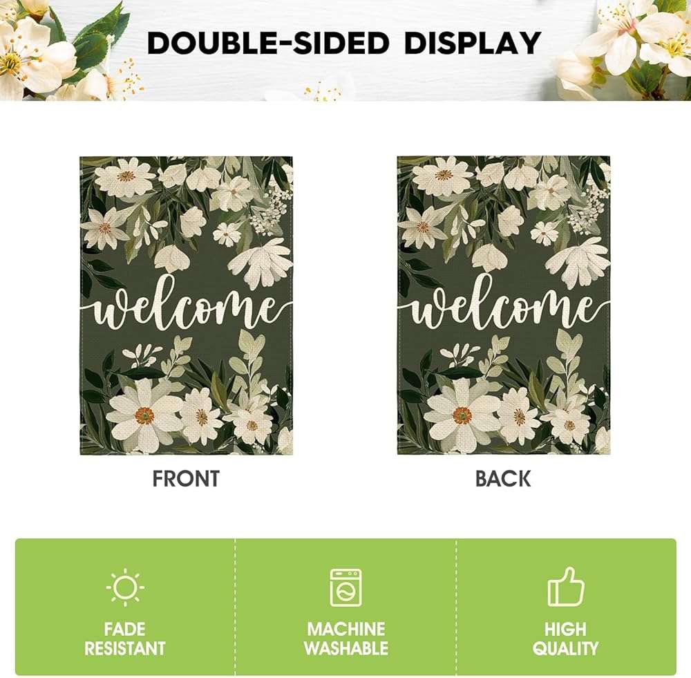 AVOIN colorlife Daisy Spring Flowers Garden Flag 12x18 Inch Double Sided Outside, Seasonal Floral Welcome Yard Outdoor Flag - Image 6