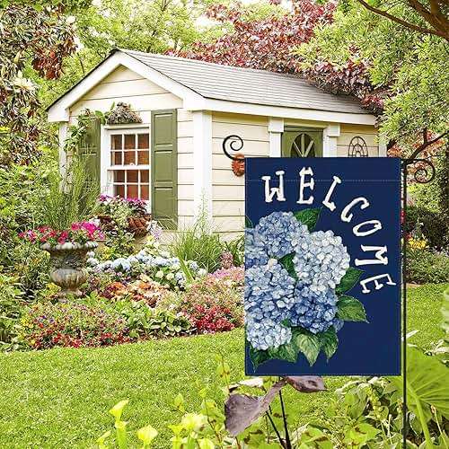 AVOIN colorlife Hydrangea Spring Summer Garden Flag 12x18 Inch Double Sided Outside, Seasonal Floral Welcome Yard Outdoor Flag - Image 5