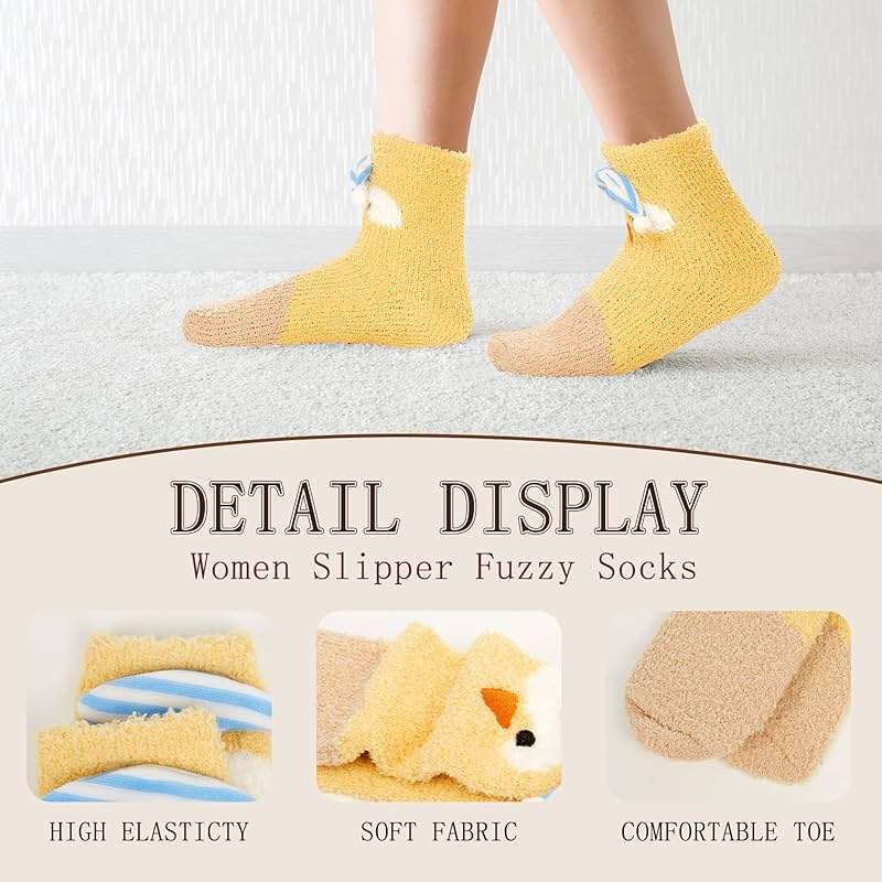 Benefeet Sox Womens Girls Fuzzy Socks Cute Animal Cozy Soft Socks Funny Comfy Fluffy Slipper Socks Thick Plush Sleeping Socks - Image 4