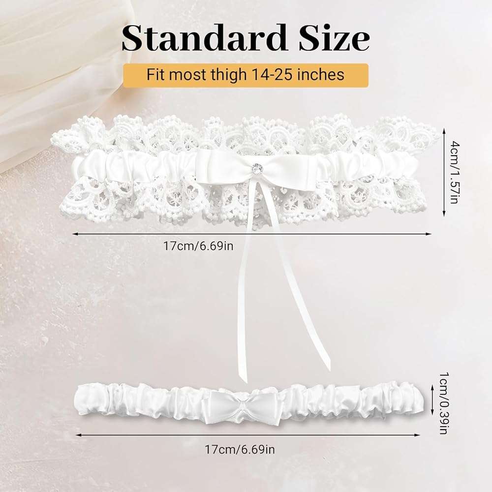 Glowity Wedding Garters for Bride, 2 Piece Bridal Garter Set Lace Floral Garter Bridal Accessories - Image 3