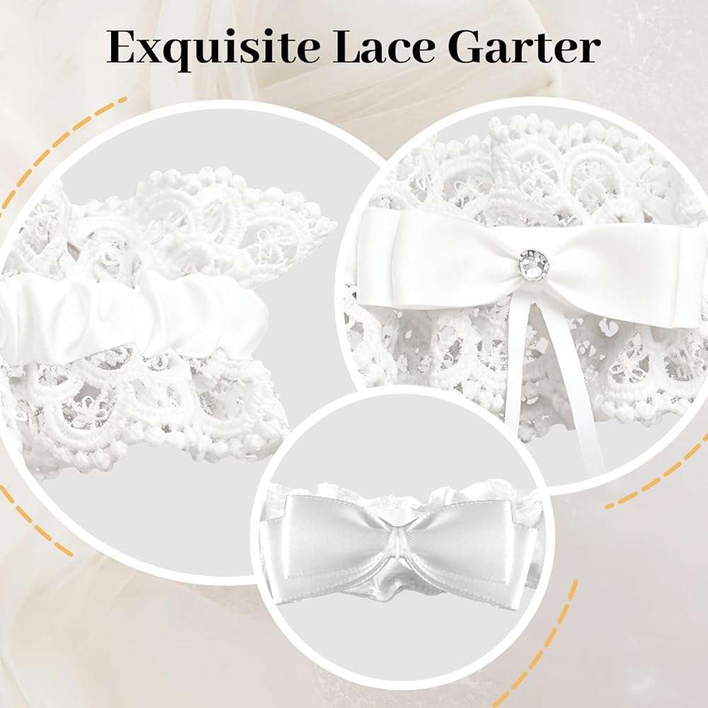 Glowity Wedding Garters for Bride, 2 Piece Bridal Garter Set Lace Floral Garter Bridal Accessories - Image 5
