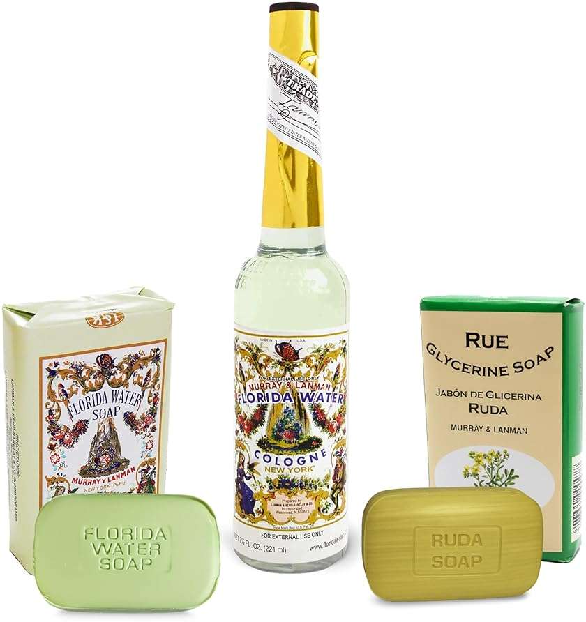 Murray & Lanman Florida Water Cologne 7.5 oz Bundle with Florida Water Soap 3.35 oz and Rue Glycerine Soap 3.35 oz (3 Items) - Image 1