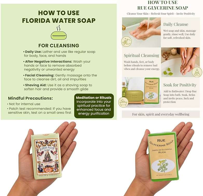 Murray & Lanman Florida Water Cologne 7.5 oz Bundle with Florida Water Soap 3.35 oz and Rue Glycerine Soap 3.35 oz (3 Items) - Image 9