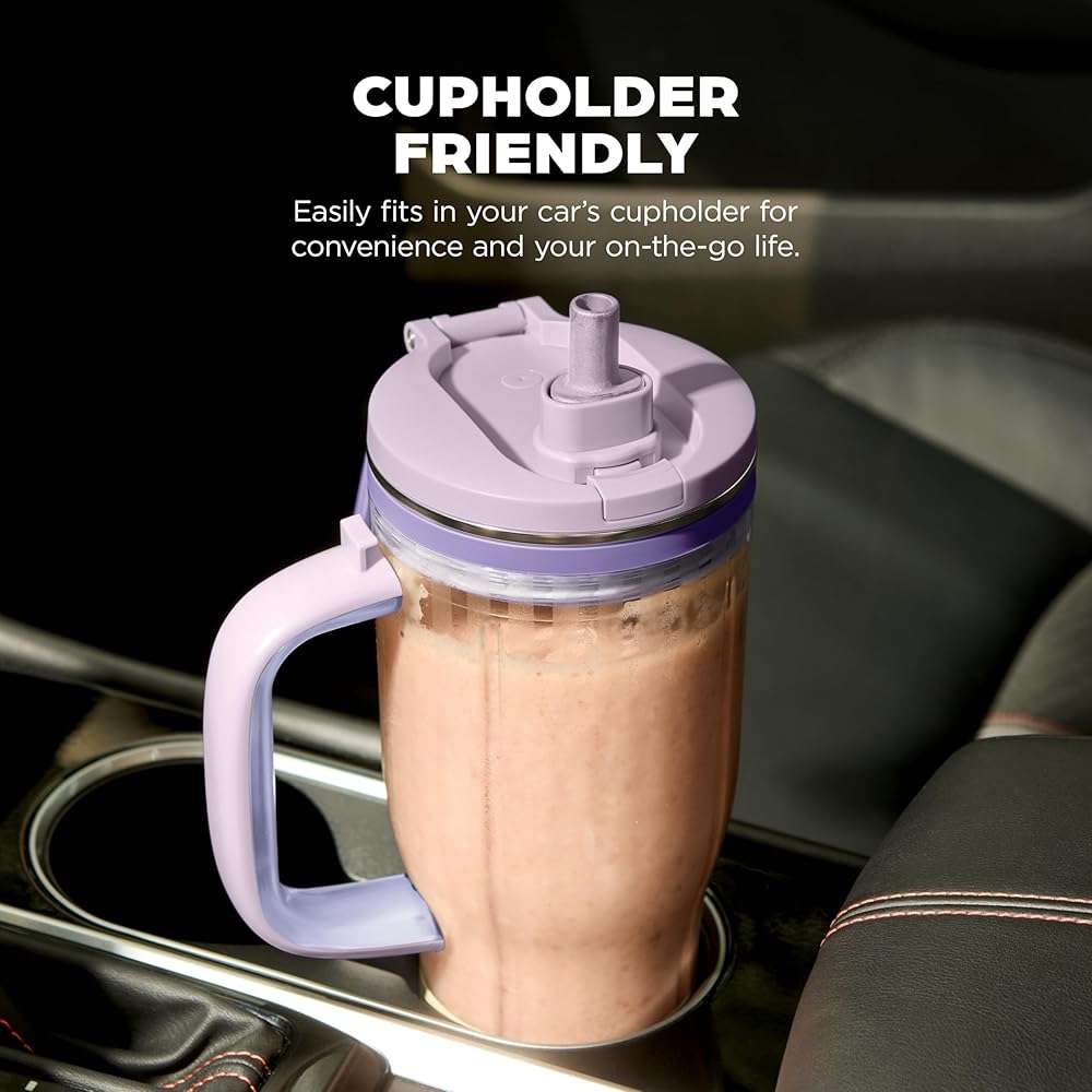 Ninja Blendboss™ | Personal Blender for Smoothies & Frozen Drinks | 26oz Travel Tumbler with LeakProof Lid, Chug Spout & Detachable Straw | Auto-iQ Technology | Lavender Lemonade | DB351PR - Image 9