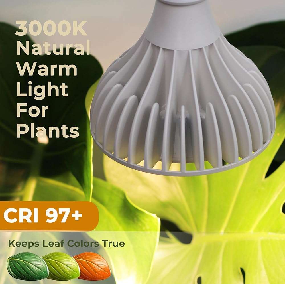 VALIKIY Grow Lights for Indoor Plants, 40W LED Full Spectrum Grow Bulb, 3000K Warm White (E26/E27), CRI 97+, Non-Dimmable, for Houseplants in Low-Light Rooms, White - Image 2