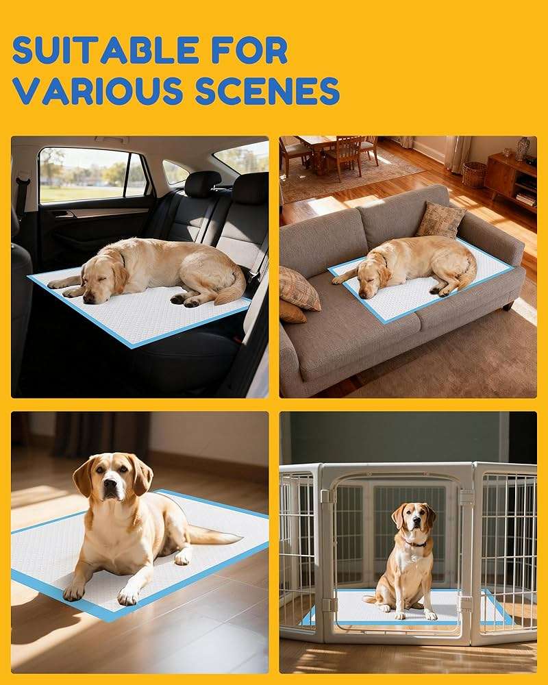 60 Count-30" x 36" XXL Puppy Pads, Extra Large Pee Pads for Dogs, Super Absorbent Disposable Dog Training Pads, Quick Drying, Leak-Proof, Ultra Thick Potty Pads for Dogs, Puppies, Doggie, Cats - Image 9