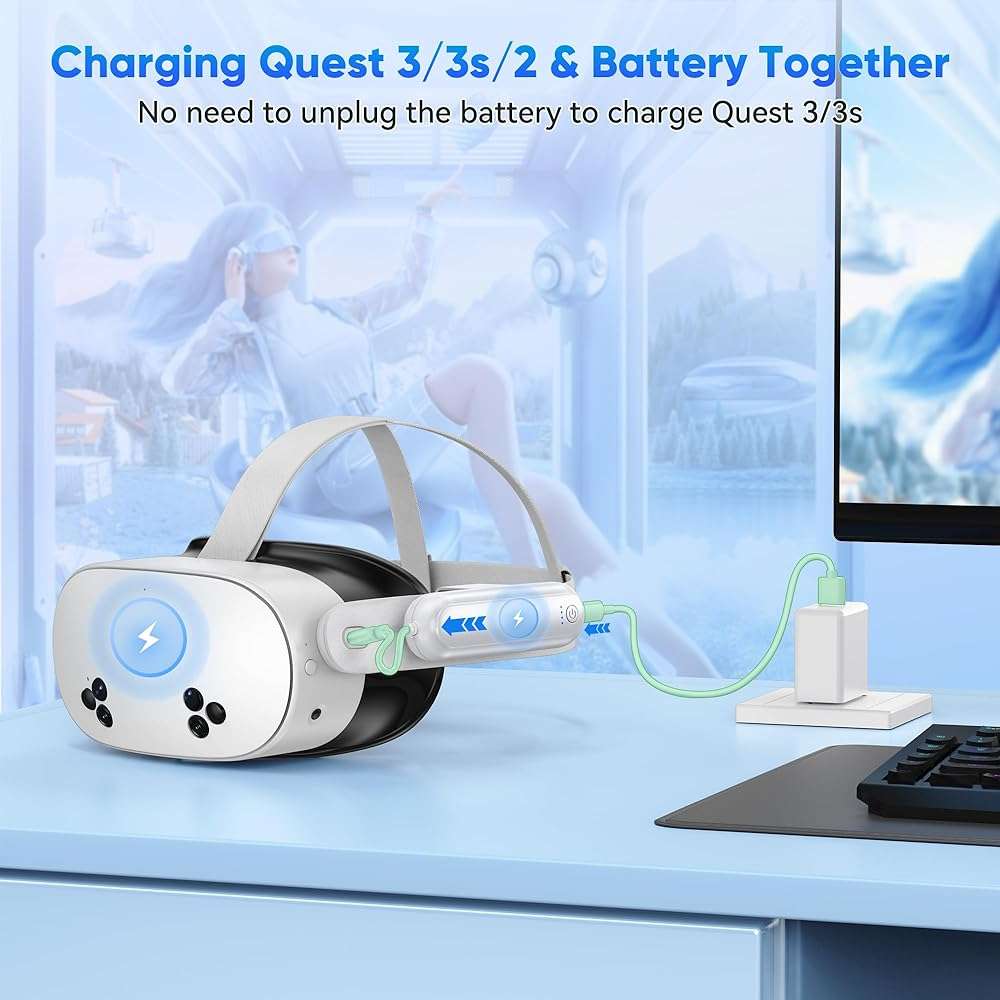 Kinwin 2 Pack Battery Pack for Meta Quest 3S/3/2, 20000mWh 18W Fast Charging Battery for Oculus Quest 3S/3 Accessories, Extended VR Headset, Lightweight and Portable Charger for Extra 2-4H - Image 6