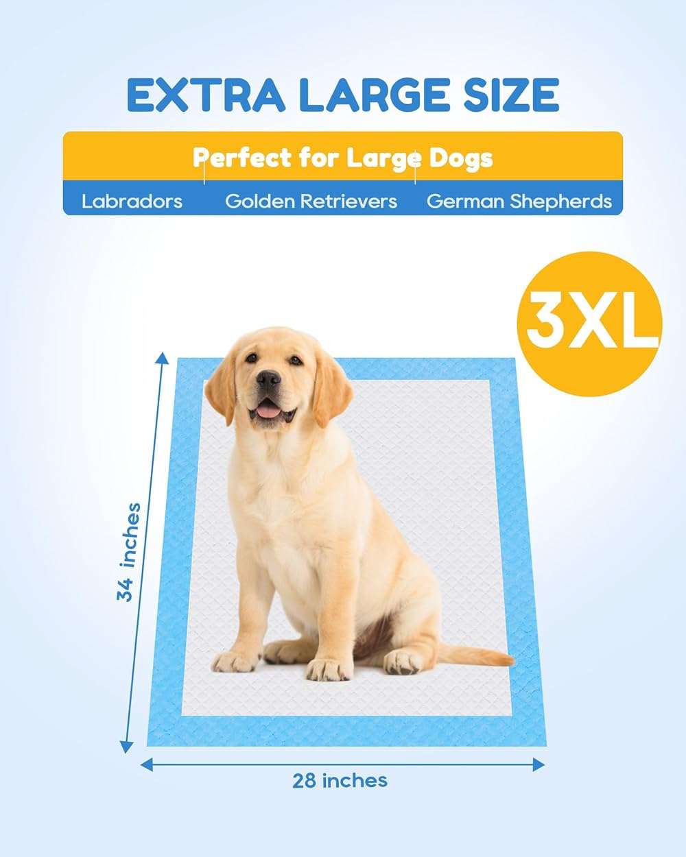 30 Count-36" x 36" XXXL Pee Pads for Dogs, Extra Large Puppy Pads, Super Absorbent Disposable Dog Training Pads, Quick Drying, Leak-Proof, Ultra Thick Potty Pads for Dogs, Puppies, Doggie, Cats - Image 3
