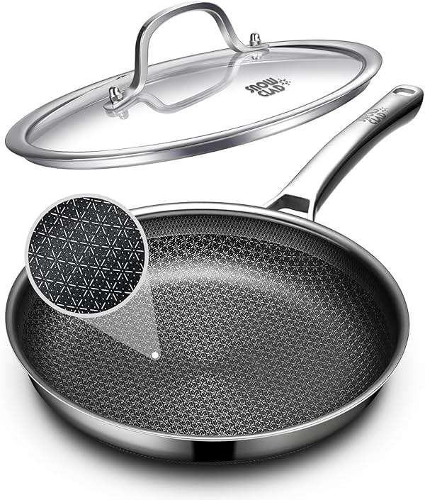 OATOFP Non Stick Frying Pans 12 inch, Hybrid Frying Skillets Nonstick with Lid,non stick Stainless Steel Pans, Dishwasher and Oven-Safe Chef Pan, Induction Compatible Cooking Pan, PFOA Free Cookware - Image 1