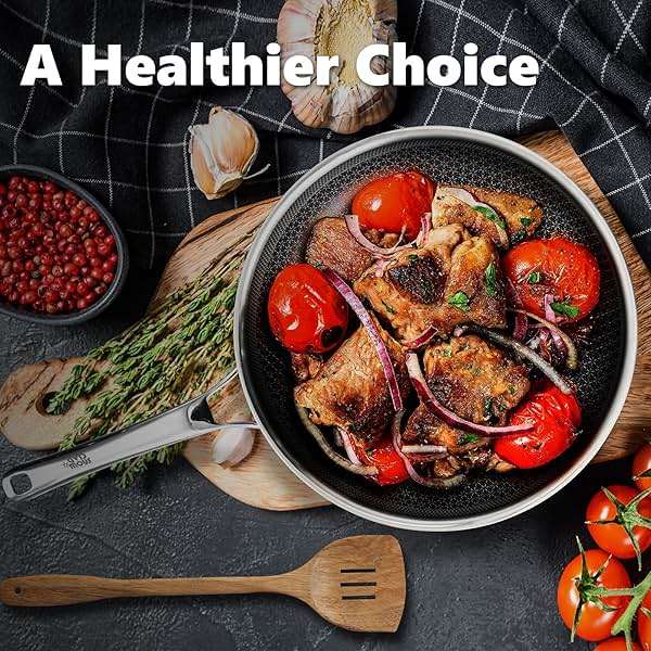 OATOFP Non Stick Frying Pans 12 inch, Hybrid Frying Skillets Nonstick with Lid,non stick Stainless Steel Pans, Dishwasher and Oven-Safe Chef Pan, Induction Compatible Cooking Pan, PFOA Free Cookware - Image 2