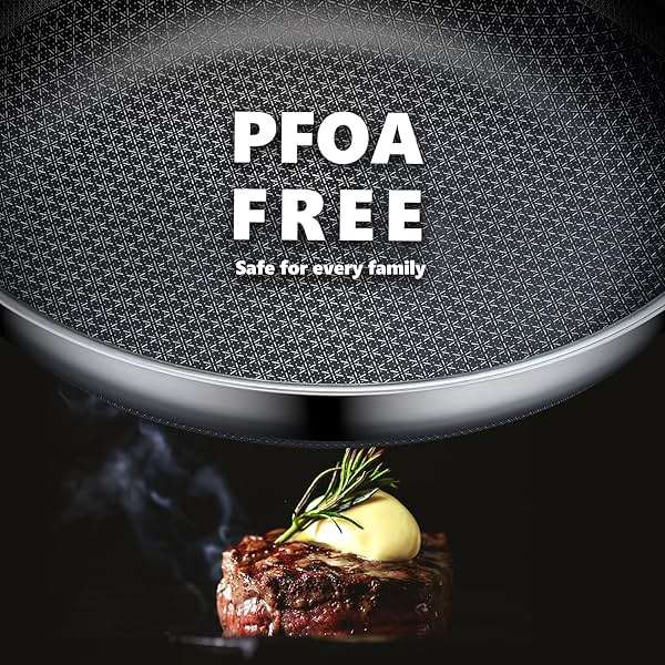 OATOFP Non Stick Frying Pans 12 inch, Hybrid Frying Skillets Nonstick with Lid,non stick Stainless Steel Pans, Dishwasher and Oven-Safe Chef Pan, Induction Compatible Cooking Pan, PFOA Free Cookware - Image 3