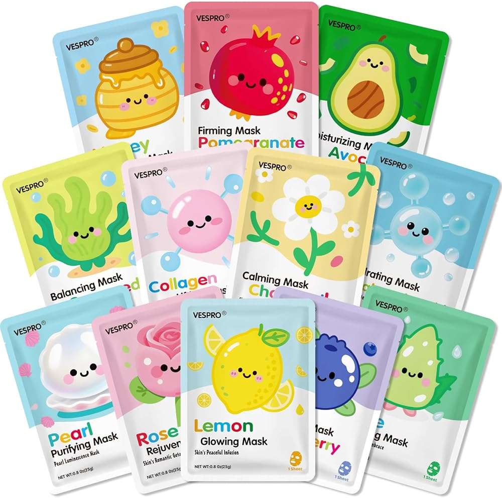 12 Pack Face Masks for Women, Hydrating & Moisturizing Facial Mask for Skincare, Bulk Sheet Mask Spa Party Supplies for Teen Girls, Birthday Gifts for Women, Sleepover Party, Skin Care Gifts to Her - Image 1
