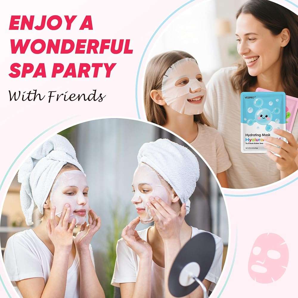 12 Pack Face Masks for Women, Hydrating & Moisturizing Facial Mask for Skincare, Bulk Sheet Mask Spa Party Supplies for Teen Girls, Birthday Gifts for Women, Sleepover Party, Skin Care Gifts to Her - Image 3