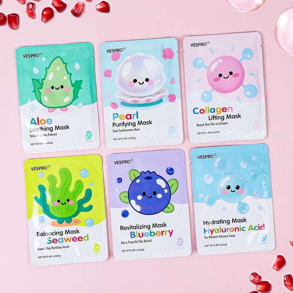 12 Pack Face Masks for Women, Hydrating & Moisturizing Facial Mask for Skincare, Bulk Sheet Mask Spa Party Supplies for Teen Girls, Birthday Gifts for Women, Sleepover Party, Skin Care Gifts to Her - Image 4