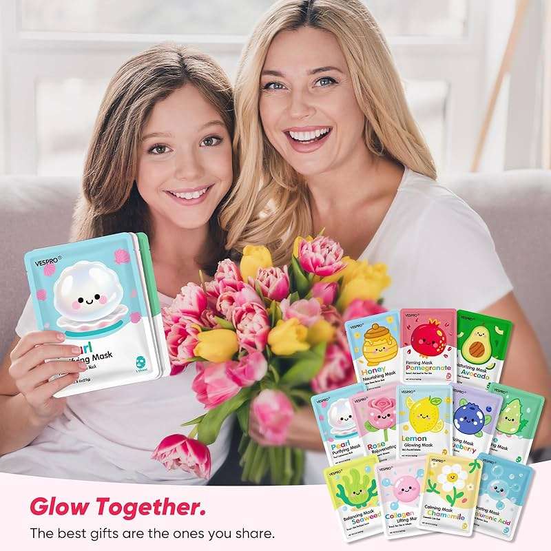 12 Pack Face Masks for Women, Hydrating & Moisturizing Facial Mask for Skincare, Bulk Sheet Mask Spa Party Supplies for Teen Girls, Birthday Gifts for Women, Sleepover Party, Skin Care Gifts to Her - Image 7